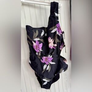 Jones New York Purple Floral Swimsuit Size S